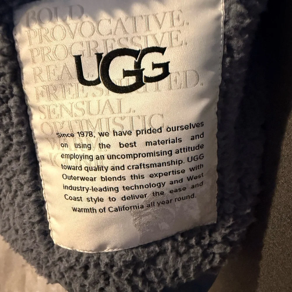 UGG Gray Puffer Jacket with Shearling Collar - Picture 4 of 9